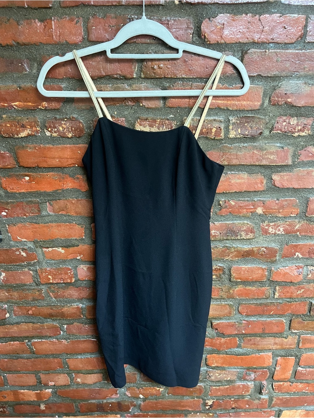 Black Slip Dress with Gold Straps